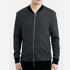 TopMan Charcoal Harvey Black Gray Bomber Jacket